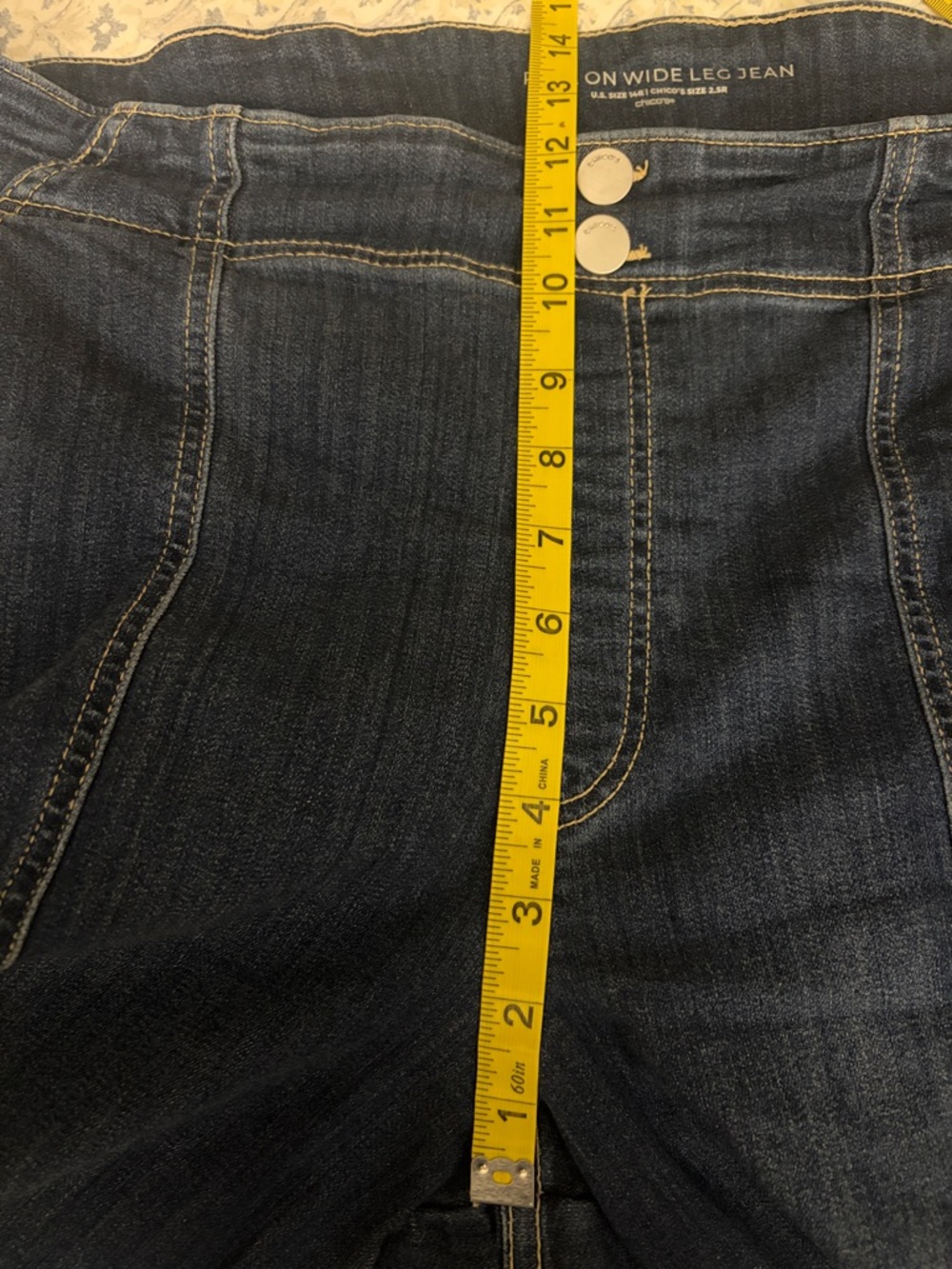 Chico’s Pull-On High-Rise Wide-Leg Jeans in Alora Indigo Dark Blue $119.50 - Picture 14 of 15